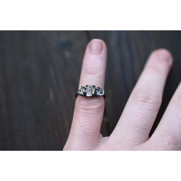 Raw Quartz Engagement Ring Rough Jewelry Natural Uncut - Picture 7 of 9